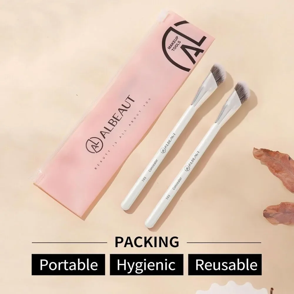 193 2pcs White Angled Under Eye Makeup Precision Face Blending concealer brushes